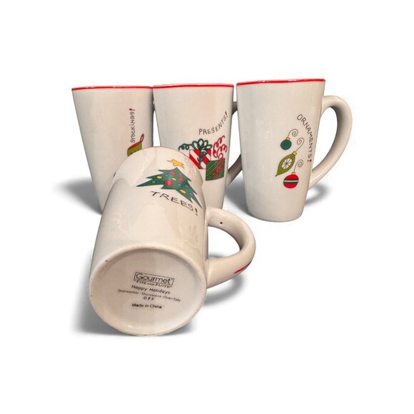 🎄 Fitz and Floyd Gourmet Happy Holidays Mug Set – Stockings, Presents, Ornament - Picture 3 of 3